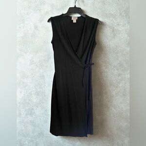 LOFT Black Midi Wrap Dress